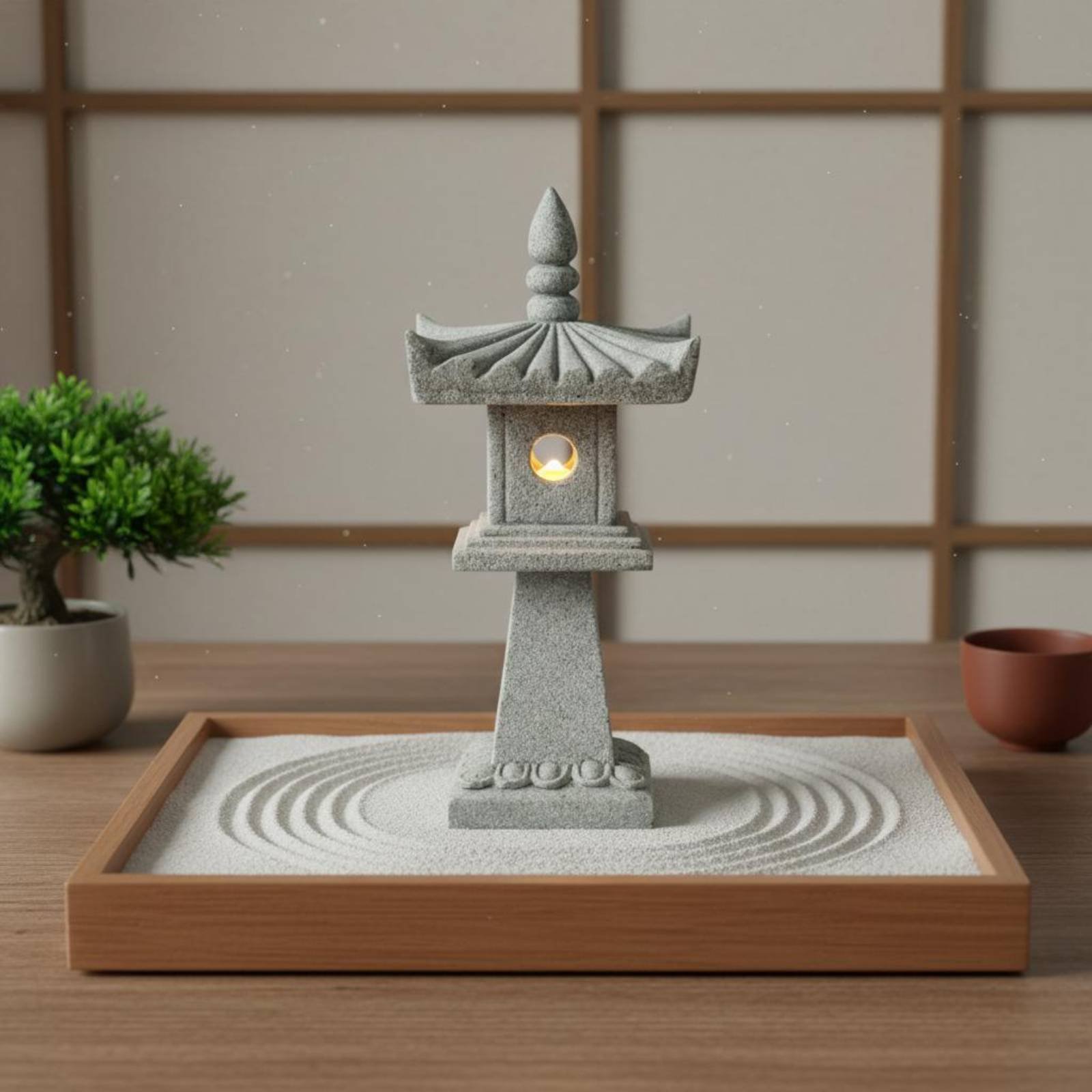 Bonsai Garden Ornaments - โคมไฟหินจิ๋วสไตล์โบราณ ตกแต่งบอนไซ ประดับสวน ศาลาพักผ่อน ของขวัญสุดเพอร์เฟกต์ รูปปั้นเจดีย์ญี่ปุ่น