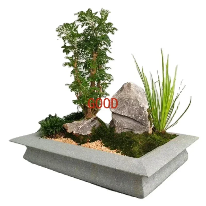 Bonsai Garden Art - โต๊ะน้ำชาหินบลูสโตนธรรมชาติสำหรับสวน กระถางบอนไซสร้างสรรค์ กระถางปลูกต้นไม้ขนาดเล็ก กระถางดอกไม้จิ๋ว กระถางปลูกต้นไม้