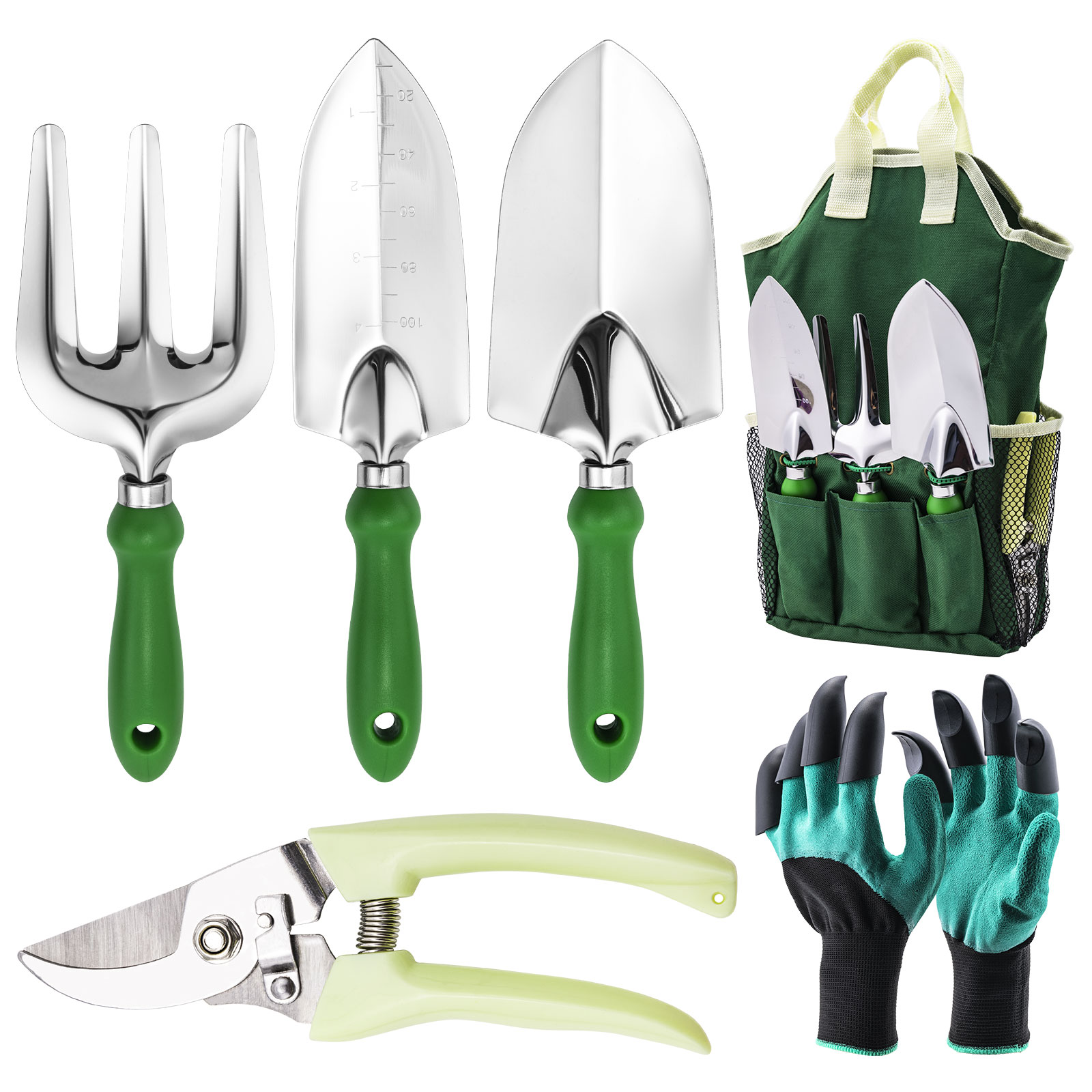 Soil Scoop Tool - ชุดเครื่องมือทำสวนโกทัวร์ ประกอบด้วย กรรไกรตัดแต่งกิ่ง ถุงมือทำสวน จอบขุดดิน พลั่วปลูกต้นไม้