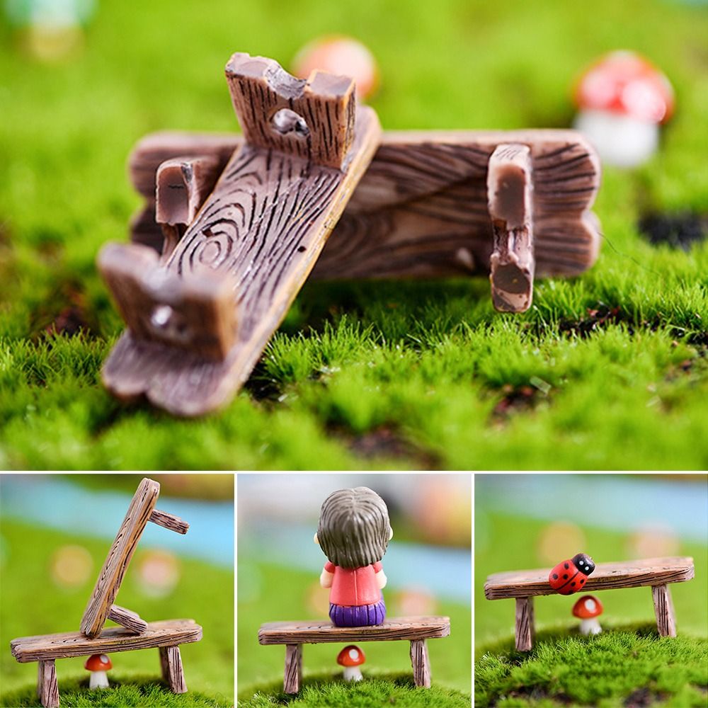 Bonsai Garden Ornaments - ตุ๊กตา DIY รูปคน ทำจากไม้ขนาดเล็ก เก้าอี้ไม้จิ๋ว ตกแต่งสวนเทพนิยาย