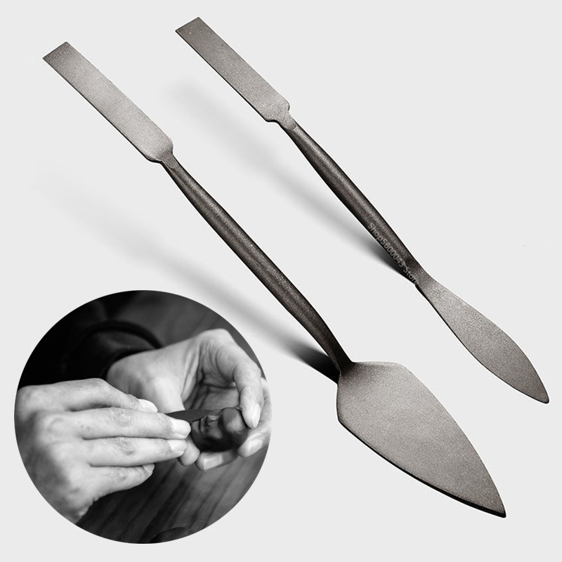 Soil Scoop Tool - Double-Headed มีดแกะสลักเหล็กแมงกานีส Willow-รูปดินพลาสติกมีดขนาดเล็กพลั่วขูดประณีตแกะสลักเครื่องมือเครื่องปั้นดินเผา
