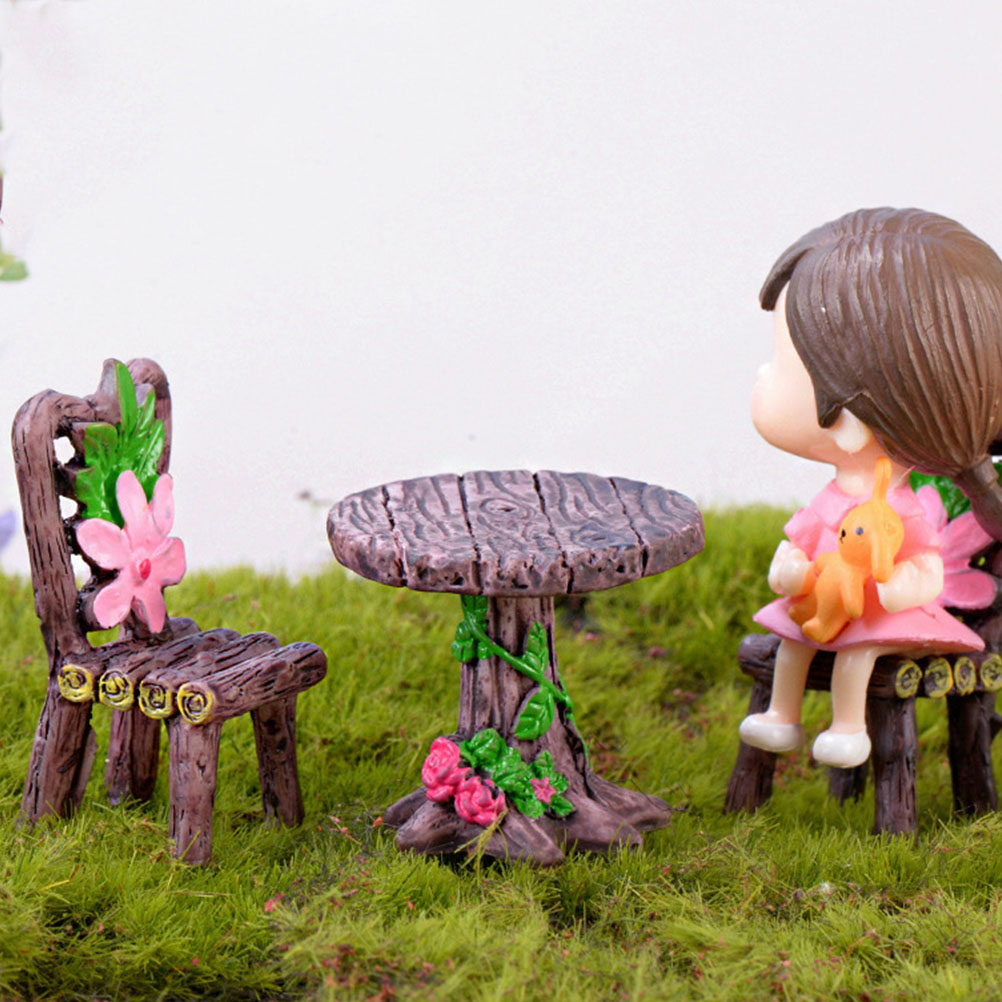 Bonsai Garden For Home - ชุดโต๊ะเก้าอี้เรซินขนาดเล็ก 5 ชุด สไตล์คลาสสิก สำหรับตกแต่งบ้าน โรงเรียนอนุบาล