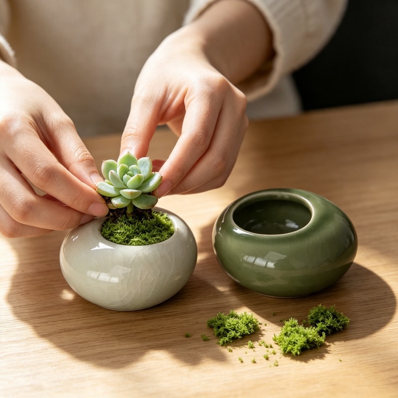กระถางต้นไม้เคลือบเงาแบบมินิไอ - Bonsai Garden Art บทวิจารณ์และราคา