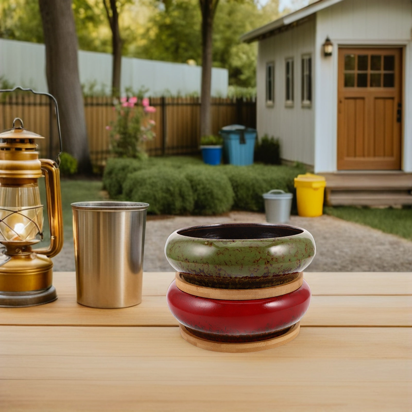 ชุดกระถางเซรามิกสไตล์เรโทรสำหร - Bonsai Garden Display บทวิจารณ์และราคา