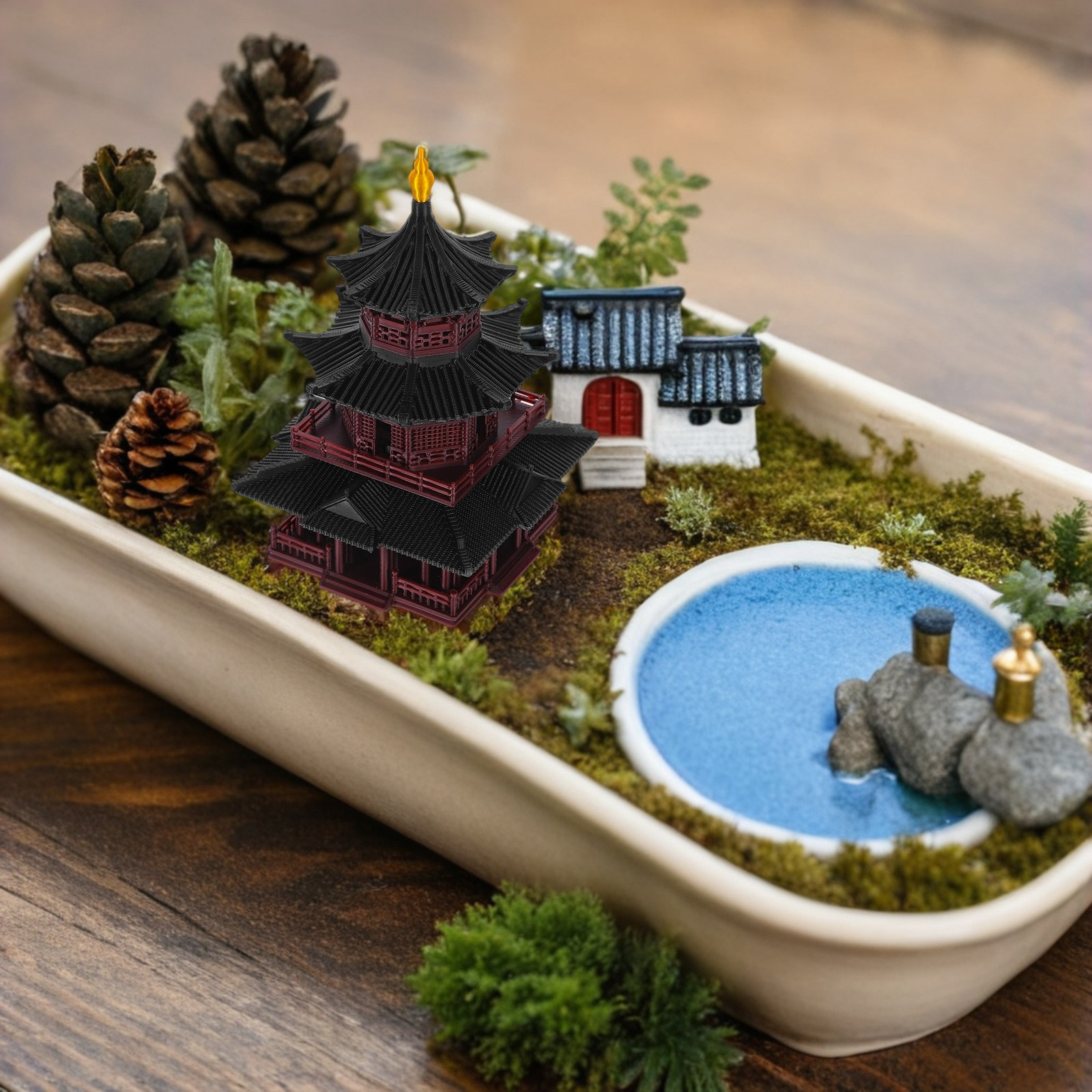 ประติมากรรมเจดีย์เซนเอเชียทำมื - Bonsai Garden Display บทวิจารณ์และราคา